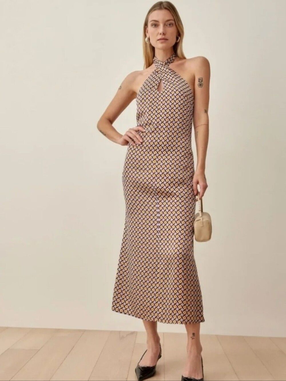 Reformation NWT Lille 100% Silk Dress In Plaza